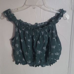Green Floral Crop Top